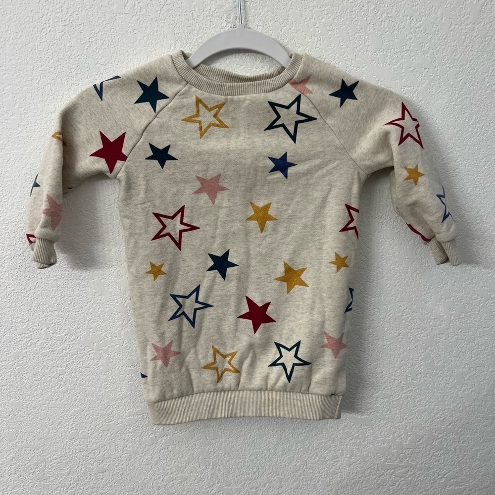 Fat Face young crew nat oatmeal star sweatshirt kids size 2/3